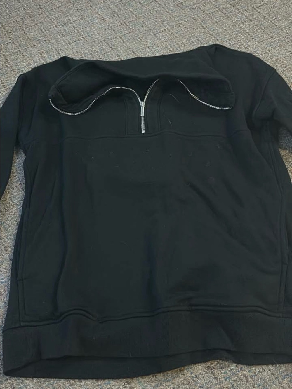 Black Half-Zip Pullover Sweatshirt